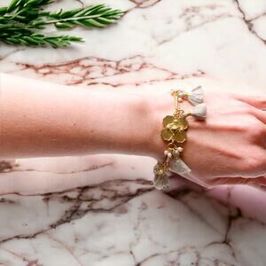 Shiraleah Freya Tassel Bar Chain Boho Bracelet Gray